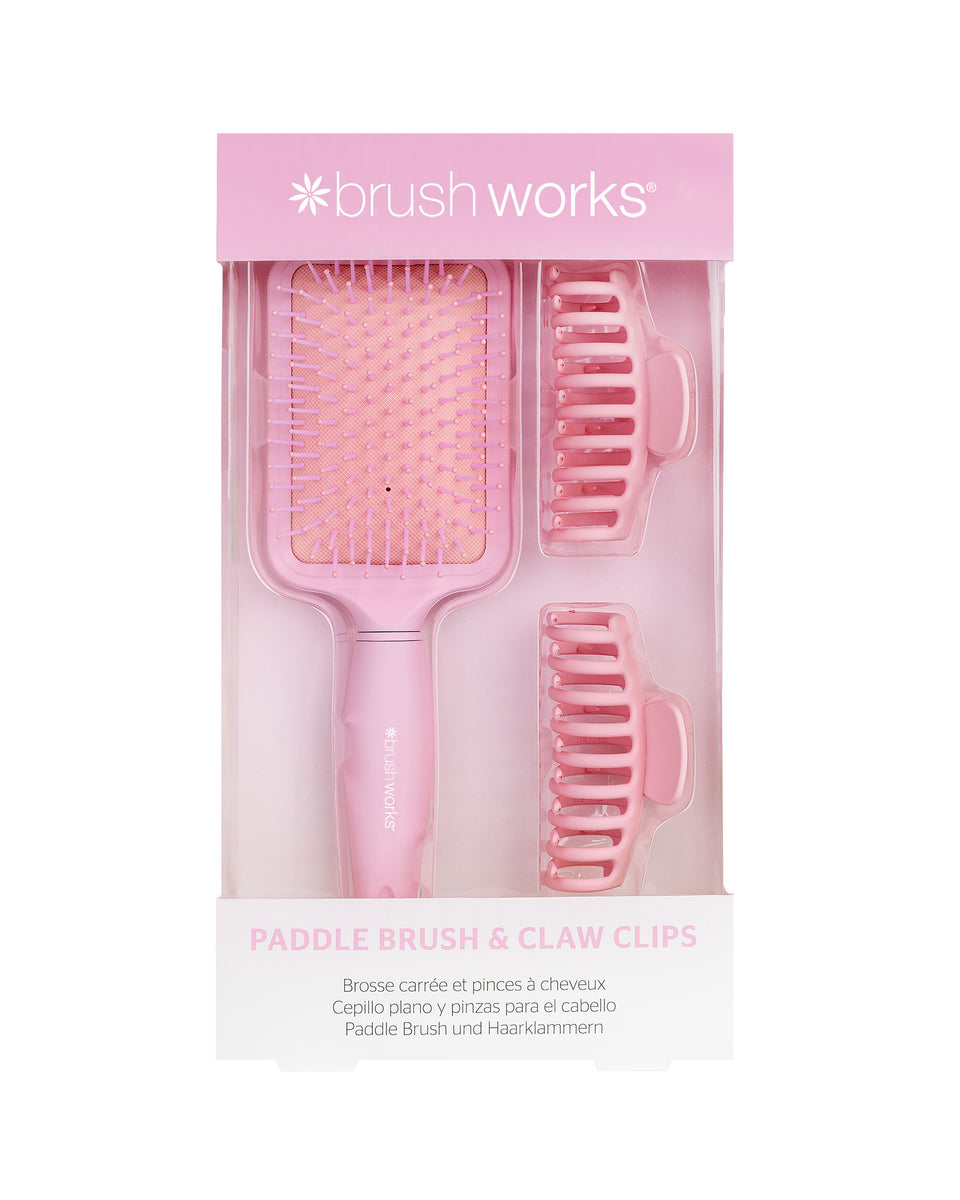 Brushworks Paddle Brush and Claw Clips (2 clips) Karisma Cosmetics