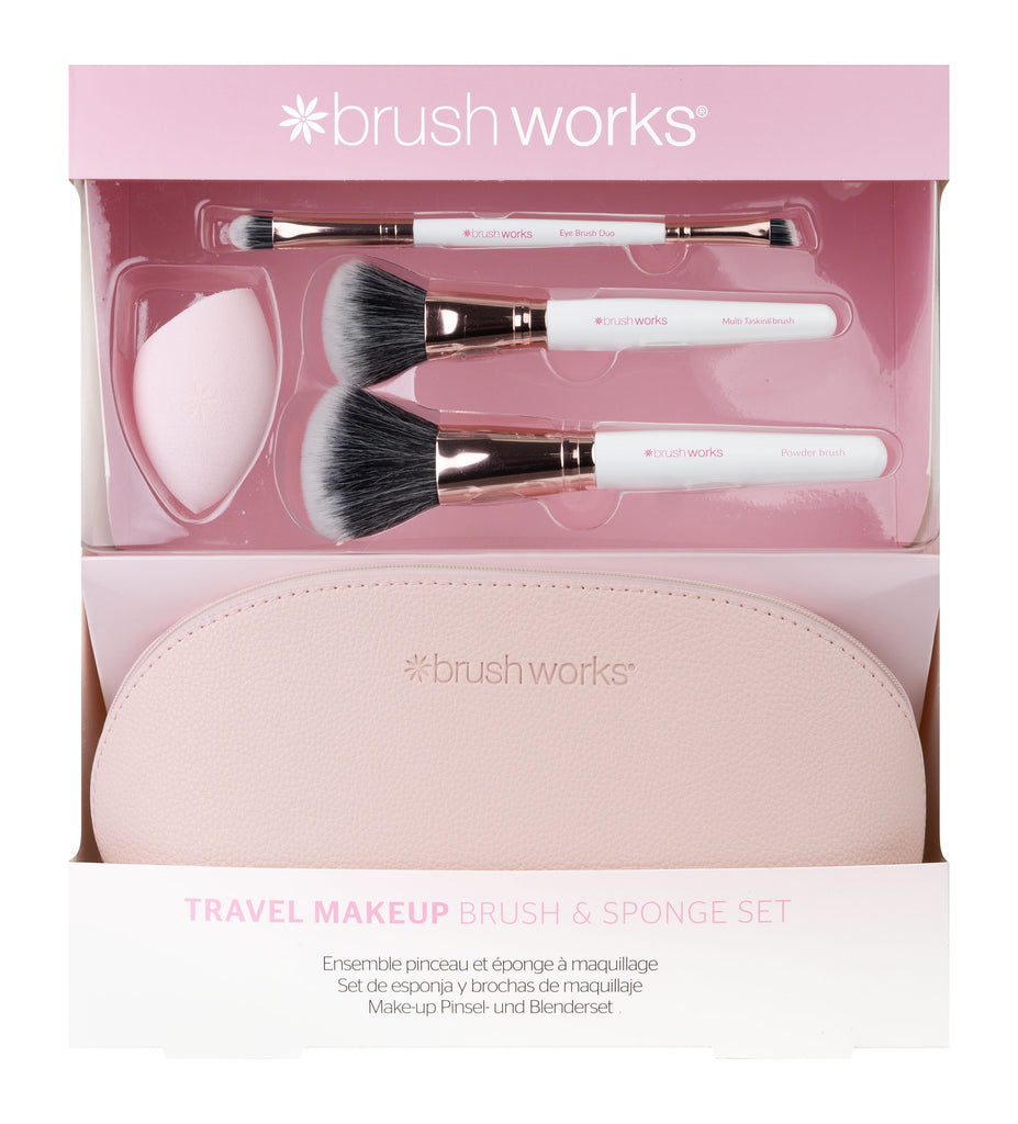 Brushworks Travel Makeup Brush & Sponge Set