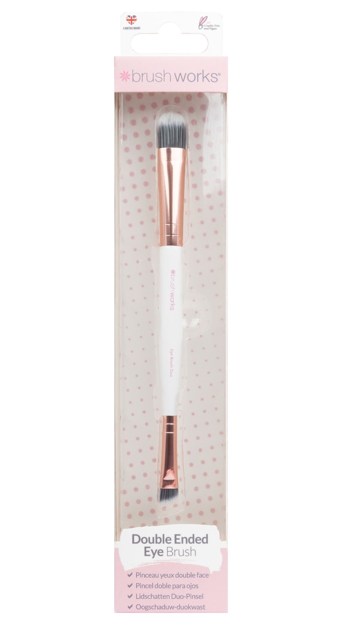 Brushworks White & Gold Double Ended Eye Brush Karisma Cosmetics