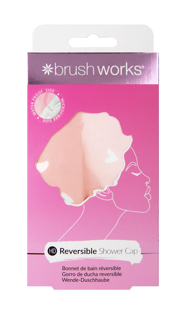 Brushworks Reversible Shower Cap - Heart Pattern
