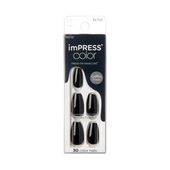 Kiss Impress Color Nails Medium Coffin All Black