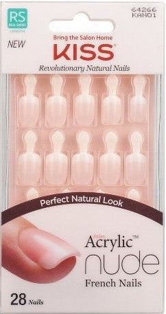 Kiss Salon Acrylic Nude French Nails KAN01 Short Kiss Salon Acrylic Nude French Nails KAN01 Short