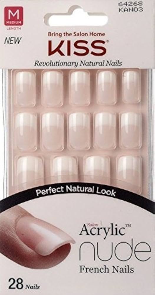 Kiss Salon Acrylic Nude French Nails KAN03 Medium