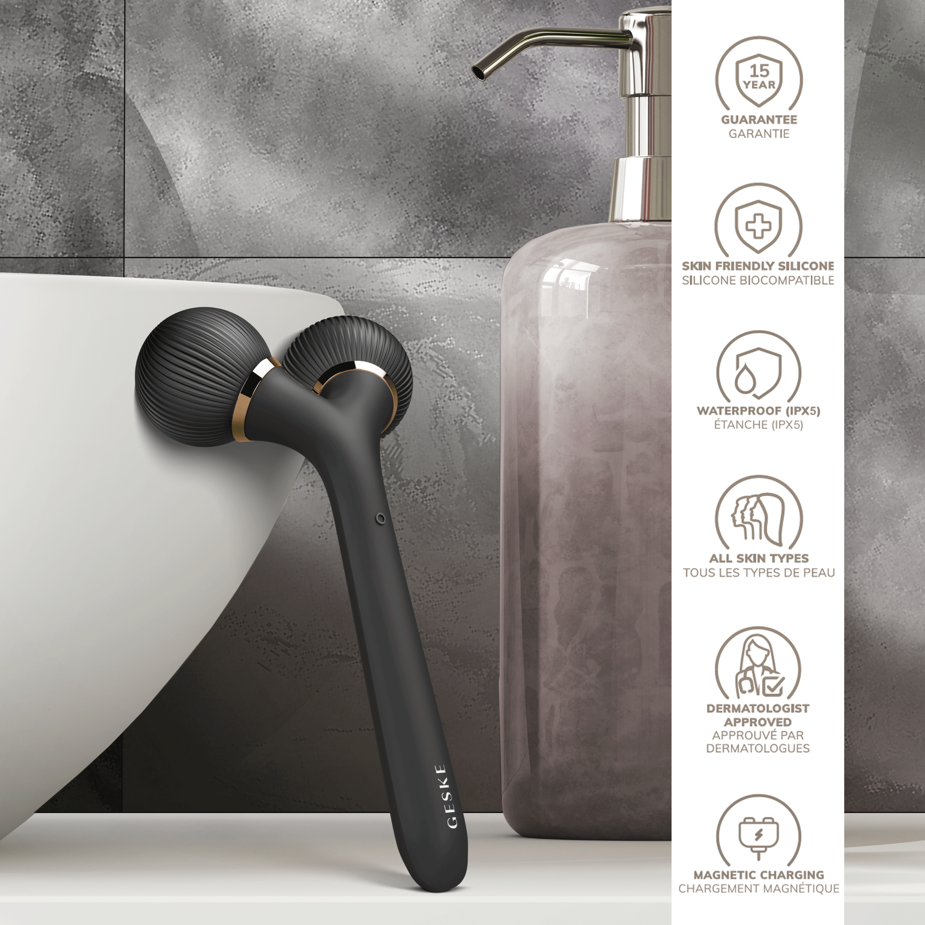 GESKE Sonic Facial Body Roller 4 in 1 - Gray GESKE Sonic Facial Body Roller 4 in 1 - Gray