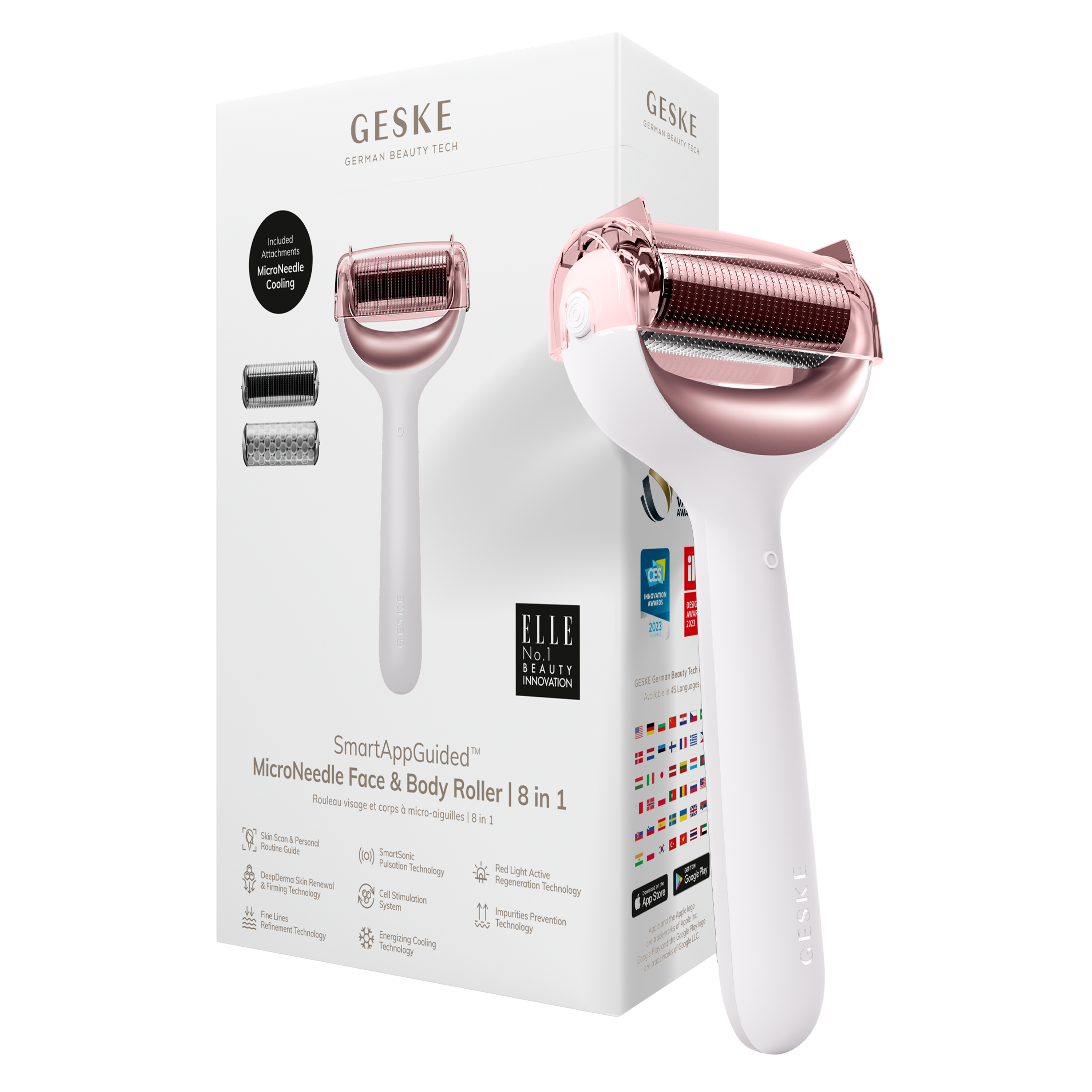 GESKE MicroNeedle Face Body Roller 8 in 1 - Starlight GESKE MicroNeedle Face Body Roller 8 in 1 - Starlight