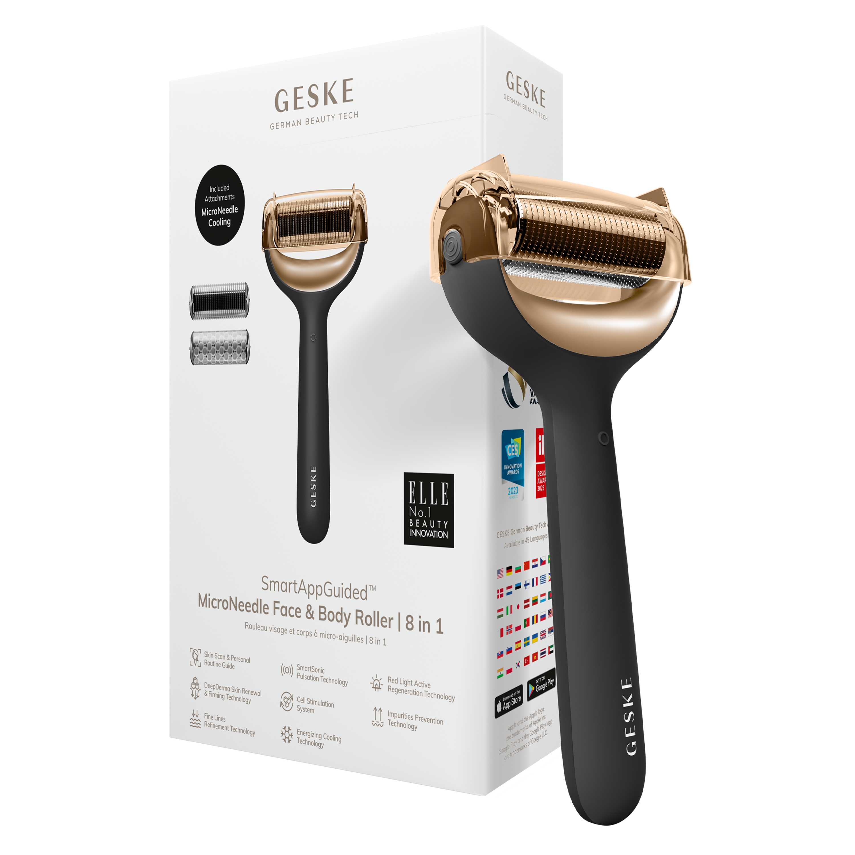 GESKE MicroNeedle Face Body Roller 8 in 1 - Gray GESKE MicroNeedle Face Body Roller 8 in 1 - Gray