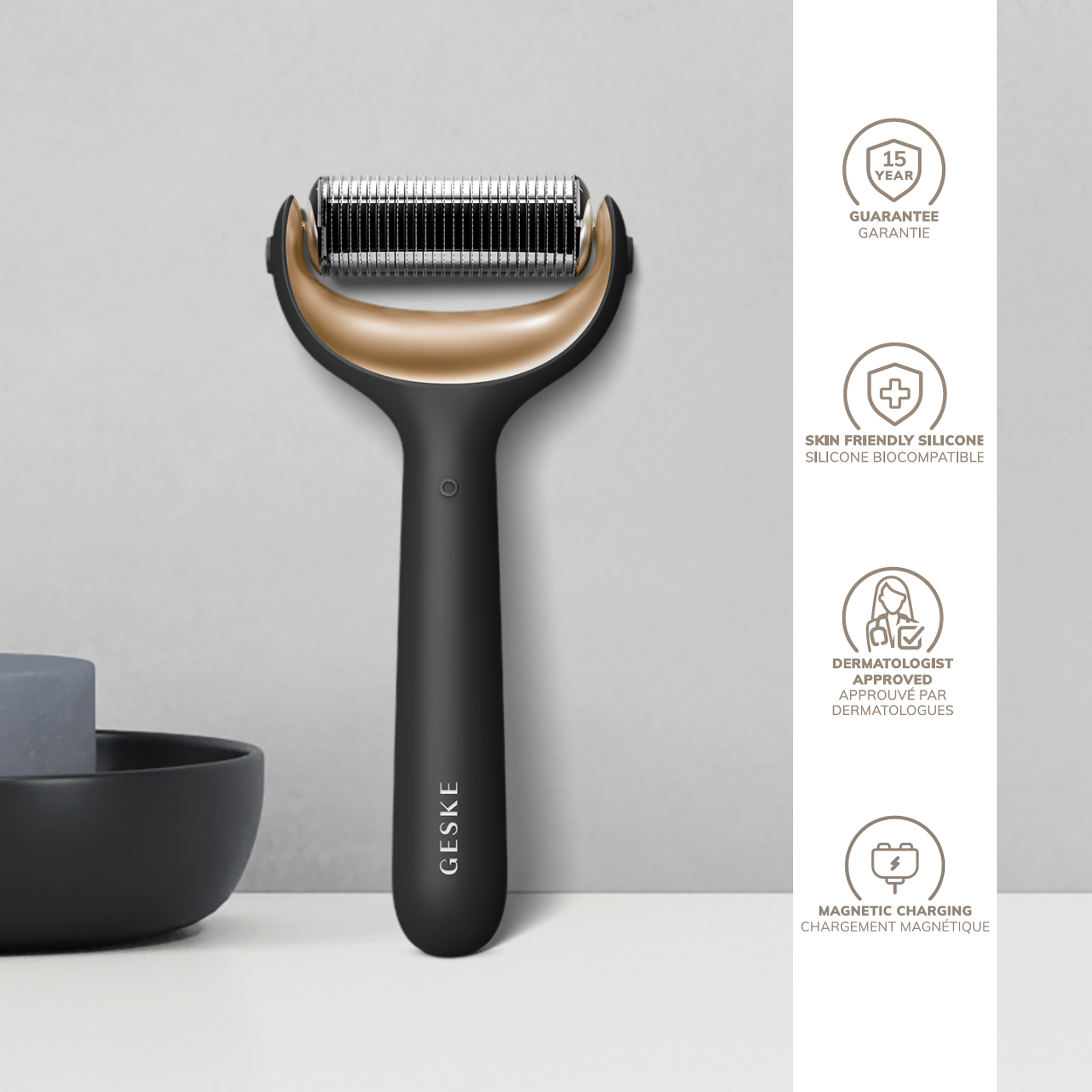GESKE MicroNeedle Face Body Roller 8 in 1 - Gray GESKE MicroNeedle Face Body Roller 8 in 1 - Gray
