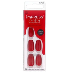 Kiss Impress Color Nails Medium Coffin Reddy Or Not