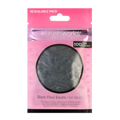 Brushworks Black Flexi Elastic Hair Bands 100 Pieces