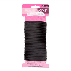 Brushworks Classic Black Hairbands 40 Pack