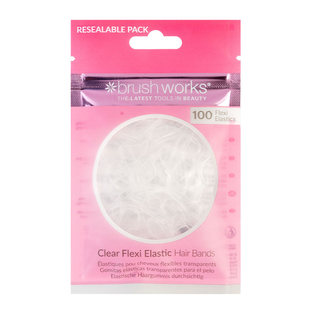 Brushworks Clear Flexi Elastic Hair Bands 100 Pieces Brushworks Clear Flexi Elastic Hair Bands 100 Pieces