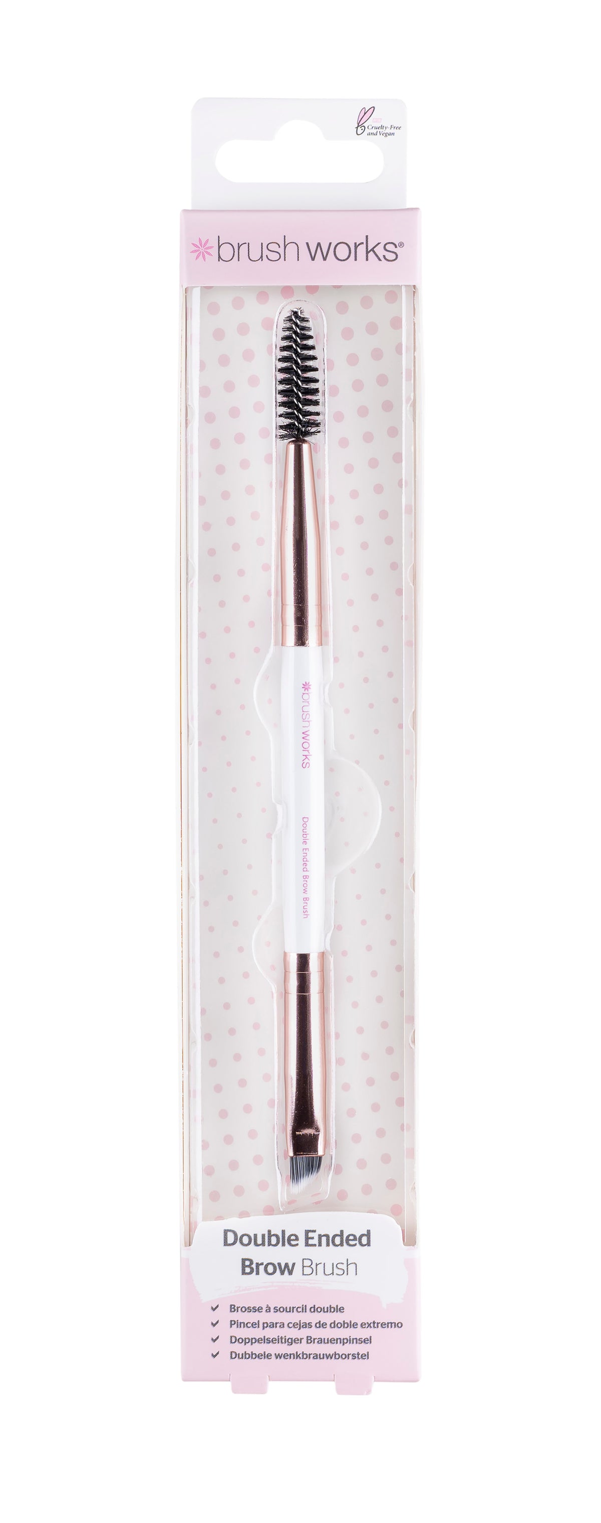 Brushworks White & Gold Brow Duo Brush