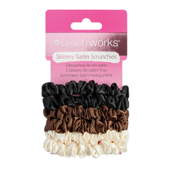 Brushworks Skinny Satin Scrunchies 6 Pack