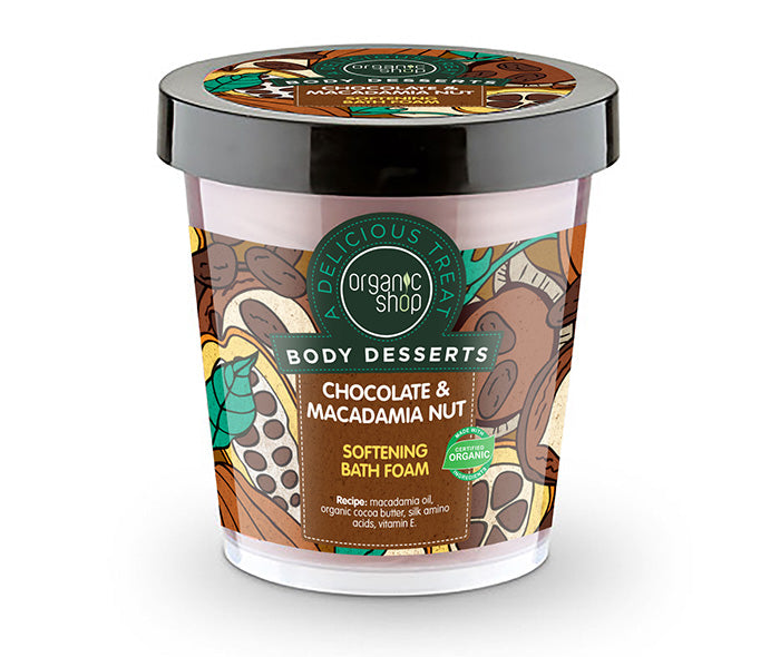 Organic Shop Body Desserts Chocolate & Macadamia Nut Softening Bath Foam 450ml